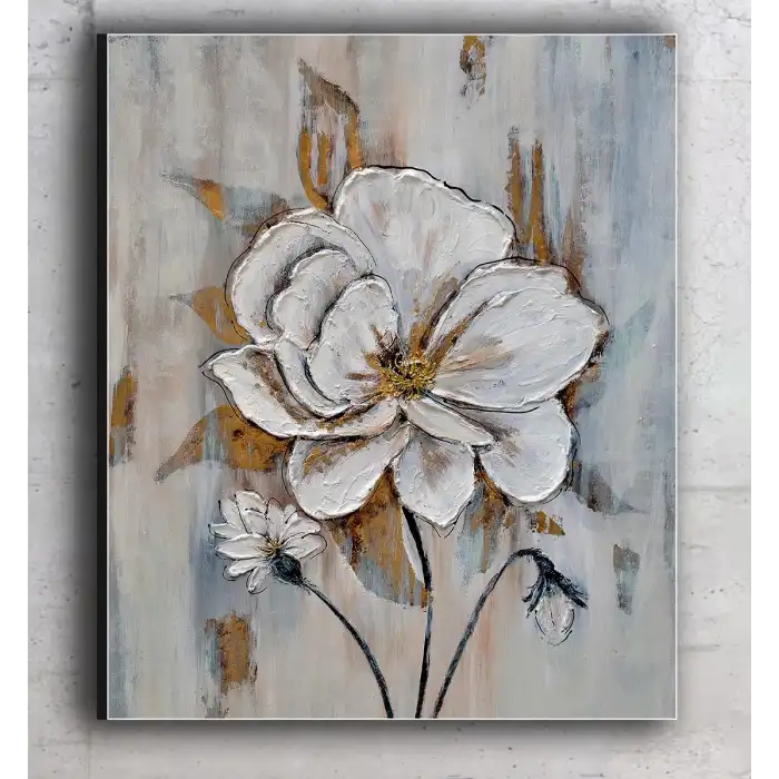 Bestablo Yağlı Boya Görünümlü Dekoratif Çiçekler Kanvas Tablo, Ev Dekoru, Bestablo