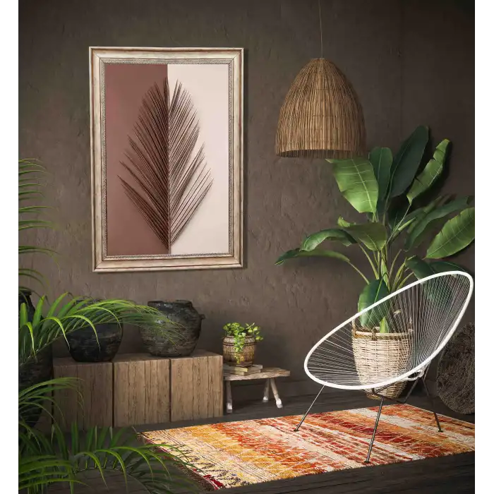 Eskitme Çerçeveli Dekoratif Çiçek Ahşap Tablo, Ev Dekoru