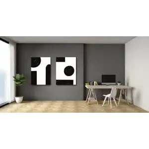 2 PARÇA SOYUT SİYAH BEYAZ KANVAS TABLO
