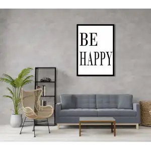 1 Parça Mutlu Ol Yazılı Çerçeveli Ahşap Tablo, Ev Dekoru