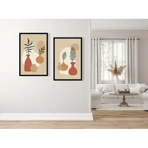 2 Parça Çerçeveli Bohem Ahşap Tablo Seti, Ev Dekoru, Soyut Tablo