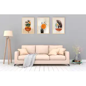 3lü Bohemian Çerçeveli Tablo , Ev Dekoru , Soyut Tablo , Ahşap Tablo