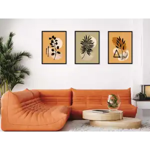 3lü Bohemian Yeşil Çerçeveli Tablo , Ev Dekoru , Soyut Tablo , Ahşap Tablo