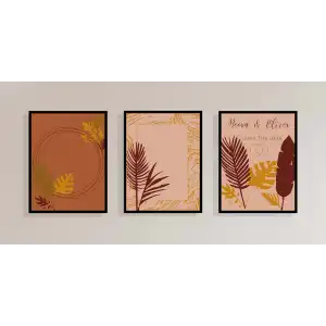 3lü Dekoratif Çerçeveli Tablo Oliver, Ev Dekoru , Soyut Tablo , Ahşap Tablo