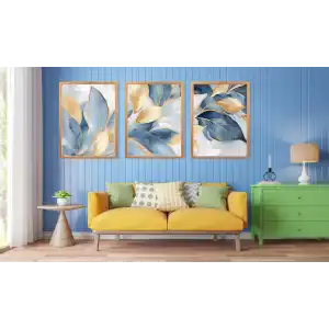 3lü Gold Dekoratif Çerçeveli Tablo Life , Ev Dekoru , Soyut Tablo , Ahşap Tablo