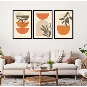 3 Parça Çerçeveli Boho Ahşap Tablo Seti, Ev Dekoru