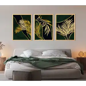 3 Parça Çerçeveli Dekoratif Çiçekler Ahşap Tablo seti, Ev Dekoru, Soyut Tablo