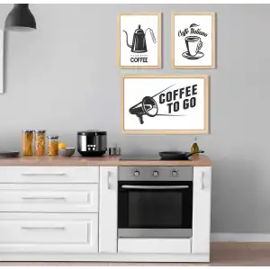 3 Parça Çerçeveli Kahve, Çay, Mutfak Köşesi Ahşap Tablo Seti, Ev Dekoru