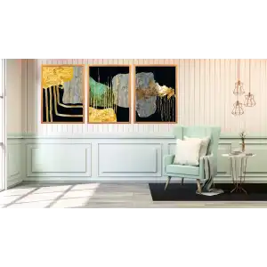 3 Parça Çerçeveli Soyut Ahşap Tablo Seti, Ev Dekoru, Çerçeveli Tablo, Soyut Tablo