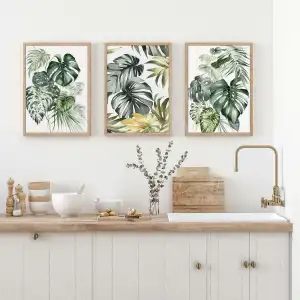 3 Parça Dekoratif Çiçekler Çerçeveli Ahşap Tablo seti, Ev Dekoru