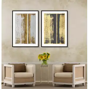 Bestablo 2 Parça Çerçeveli Soyut Ahşap Tablo Seti, Ev Dekoru, Bestablo