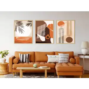 Bestablo 3 Parça Çerçeveli Bohem Ahşap Tablo Seti Bestablo