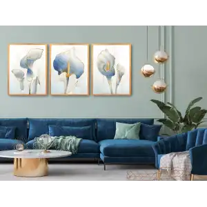 Bestablo 3 Parça Çerçeveli Dekoratif Çiçekler Ahşap Tablo Seti Bestablo