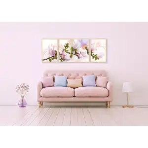 Bestablo 3 Parça Çerçeveli Dekoratif Çiçekler Ahşap Tablo Seti Bestablo