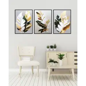 Bestablo 3 Parça Çerçeveli Dekoratif Soyut Çiçekler Ahşap Tablo Seti, Ev Dekoru Bestablo