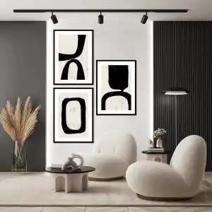 Bestablo 3 Parça Çerçeveli Soyut Ahşap Tablo Seti Bestablo