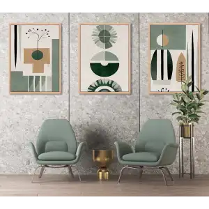 Bestablo 3 Parça Çerçeveli YEŞİL BOHEM Ahşap Tablo Seti Bestablo