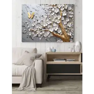 Bestablo Dekoratif Beyaz Çiçekler Kanvas Tablo Bestablo