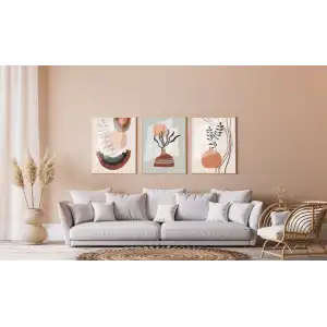 Bestablo Doğal Ahşap Çerçeveli 3 Parça Boho Tablo Seti Bestablo