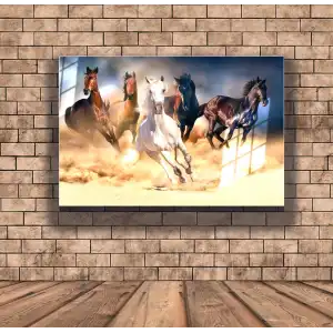Bestablo Koşan Atlar Cam Tablo Bestablo