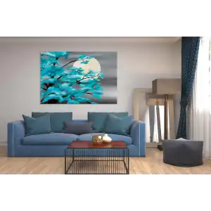 Dolunay Ve Ağaç Kanvas Tablo