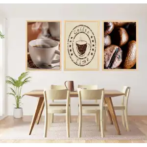 Kahve Temalı Çerçeveli Ahşap Tablo Seti, Ev Dekoru, Mutfak Dekoru