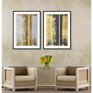 Bestablo 2 Parça Çerçeveli Soyut Ahşap Tablo Seti, Ev Dekoru, Bestablo