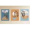 3lü Dekoratif Çerçeveli Tablo Mavi , Ev Dekoru , Soyut Tablo , Ahşap Tablo