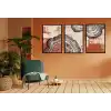 3lü Dekoratif Desenli Çerçeveli Tablo , Ev Dekoru , Soyut Tablo , Ahşap Tablo
