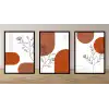 3lü Dekoratif Modern Yaprak Çerçeveli Tablo , Ev Dekoru , Soyut Tablo , Ahşap Tablo