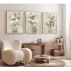 3lü Vazoda Çiçek Çerçeveli Tablo , Ev Dekoru , Soyut Tablo , Ahşap Tablo