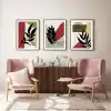 3 Parça Çerçeveli Bohem Ahşap Tablo Seti, Soyut Tablo, Ev Dekoru