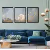 3 Parça Çerçeveli Soyut Ahşap Tablo Seti, Ev Dekoru