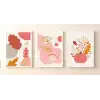 3 Parça Pembe Boho Çerçeveli Ahşap Tablo Seti