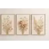 Bestablo 3 Parça Çerçeveli Dekoratif Çiçekler Ahşap Tablo Seti, Ev Dekoru Bestablo