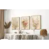 Bestablo 3 Parça Çerçeveli Dekoratif Çiçekler Ahşap Tablo Seti, Ev Dekoru Bestablo