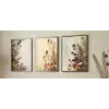Bestablo 3 Parça Çerçeveli Dekoratif Renkli Çiçekler Ahşap Tablo Seti, Ev Dekoru Bestablo