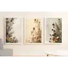 Bestablo 3 Parça Çerçeveli Dekoratif Renkli Çiçekler Ahşap Tablo Seti, Ev Dekoru Bestablo