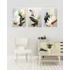 Bestablo 3 Parça Çerçeveli Dekoratif Soyut Çiçekler Ahşap Tablo Seti, Ev Dekoru Bestablo