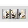 Bestablo 3 Parça Çerçeveli Dekoratif Soyut Çiçekler Ahşap Tablo Seti, Ev Dekoru Bestablo