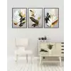 Bestablo 3 Parça Çerçeveli Dekoratif Soyut Çiçekler Ahşap Tablo Seti, Ev Dekoru Bestablo