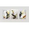 Bestablo 3 Parça Çerçeveli Dekoratif Soyut Çiçekler Ahşap Tablo Seti, Ev Dekoru Bestablo