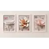 Bestablo 3 Parça Çerçeveli Kabartma Görünümlü Çiçekler Ahşap Tablo Seti, Ev Dekoru Bestablo