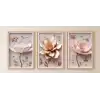 Bestablo 3 Parça Çerçeveli Kabartma Görünümlü Çiçekler Ahşap Tablo Seti, Ev Dekoru Bestablo