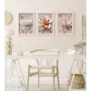 Bestablo 3 Parça Çerçeveli Kabartma Görünümlü Çiçekler Ahşap Tablo Seti, Ev Dekoru Bestablo