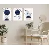 Bestablo 3 Parça Çerçeveli Navy Blue Boho Ahşap Tablo Seti Bestablo