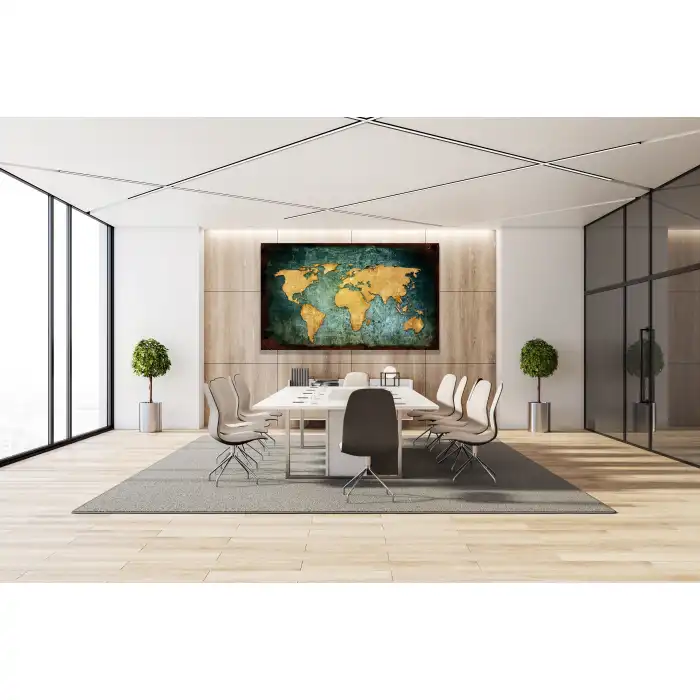 Kabartma Görünümlü Dünya Haritası Kanvas Tablo