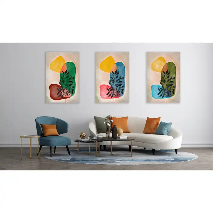 TAŞ VE YAPRAK SOYUT KANVAS TABLO