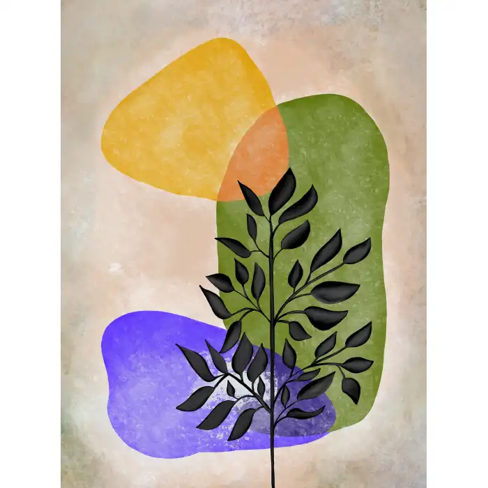 TAŞ VE YAPRAK SOYUT KANVAS TABLO