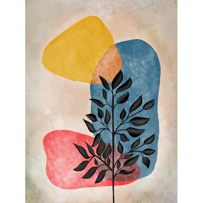 TAŞ VE YAPRAK SOYUT KANVAS TABLO